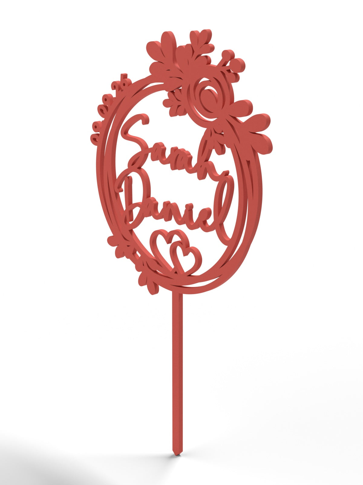 Hochzeit Cake Topper "Blütenkranz mit Herz" Personalisiert - Happy Bumblebee