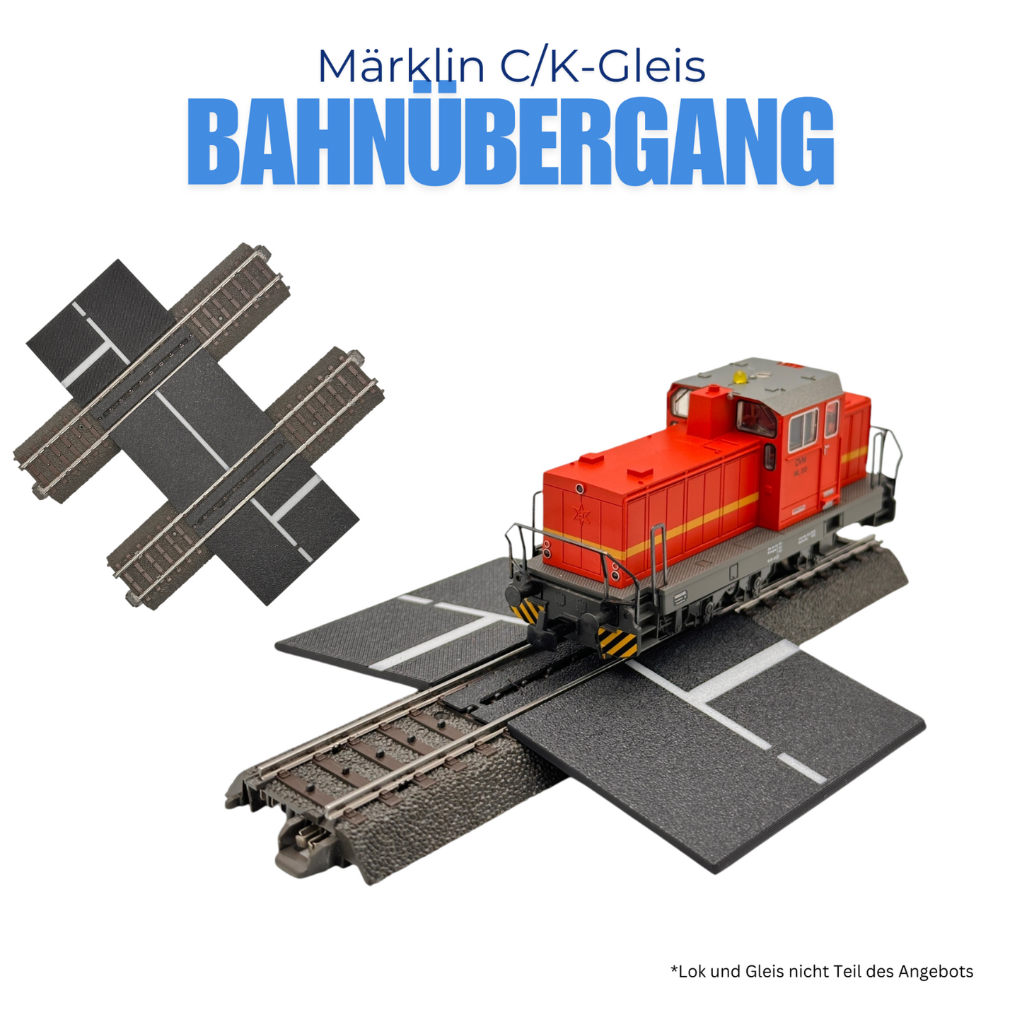 NEU - H0 Bahnübergang für Märklin C und M Gleise - Eingleisig oder Zweigleisig