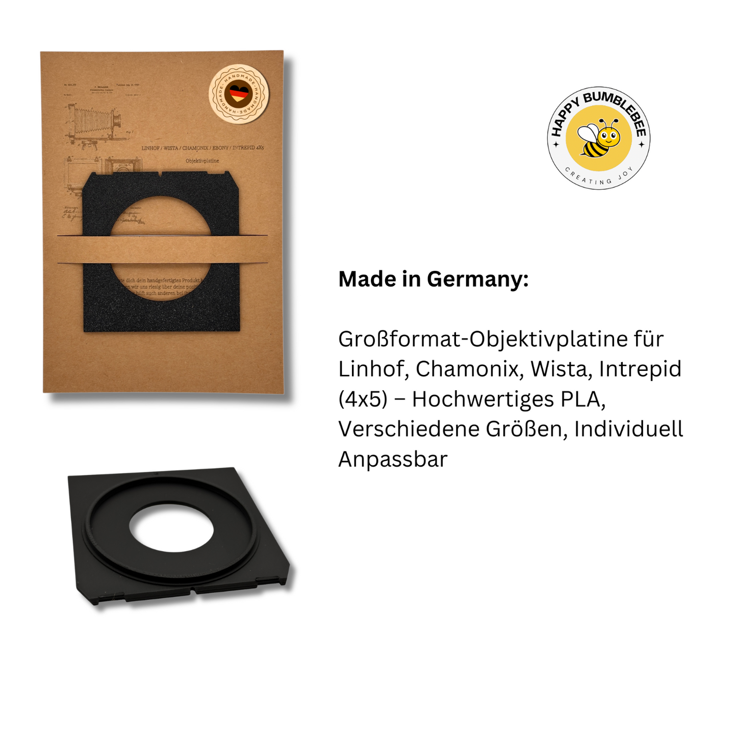 4x5 Objektivplatine für Linhof, Wista etc Compur Copal #00 #0 #1 #2 #3