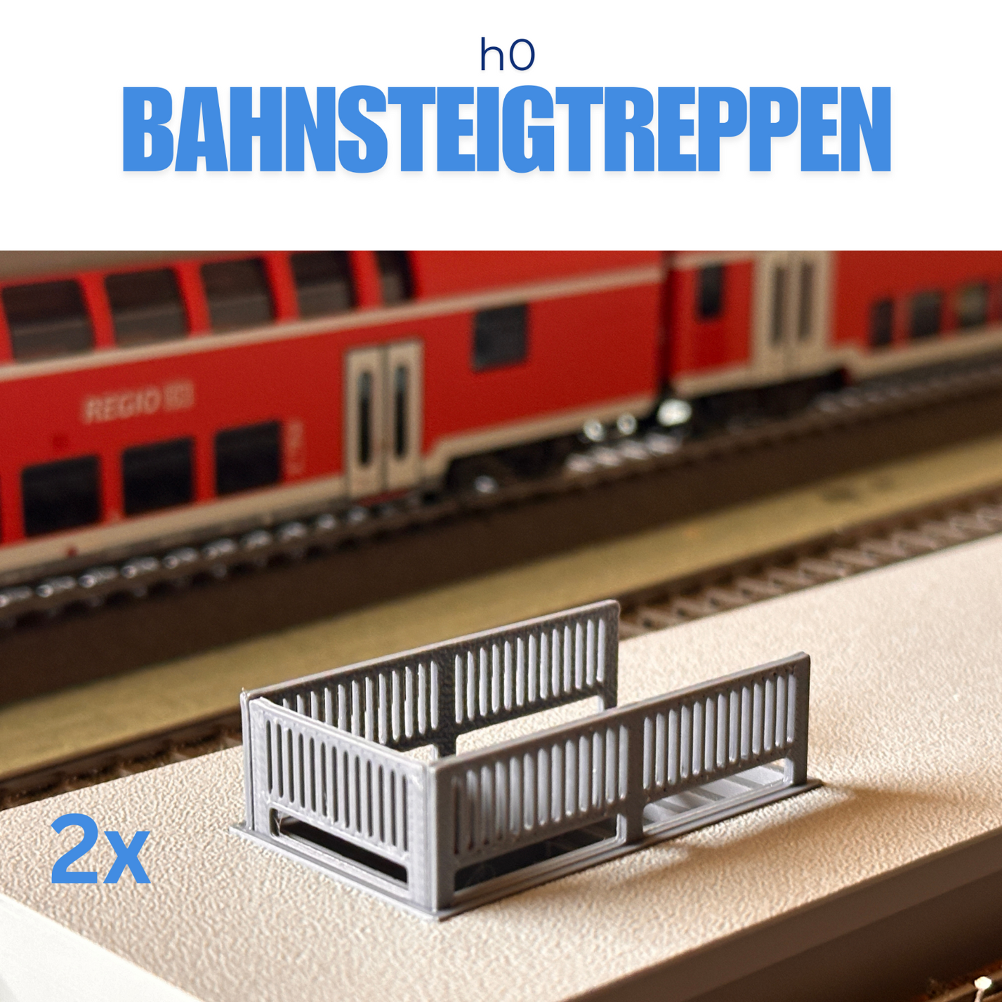 2x Bahnsteigtreppe für Spur H0 Bahnsteigunterführung für Märklin, Roco Etc