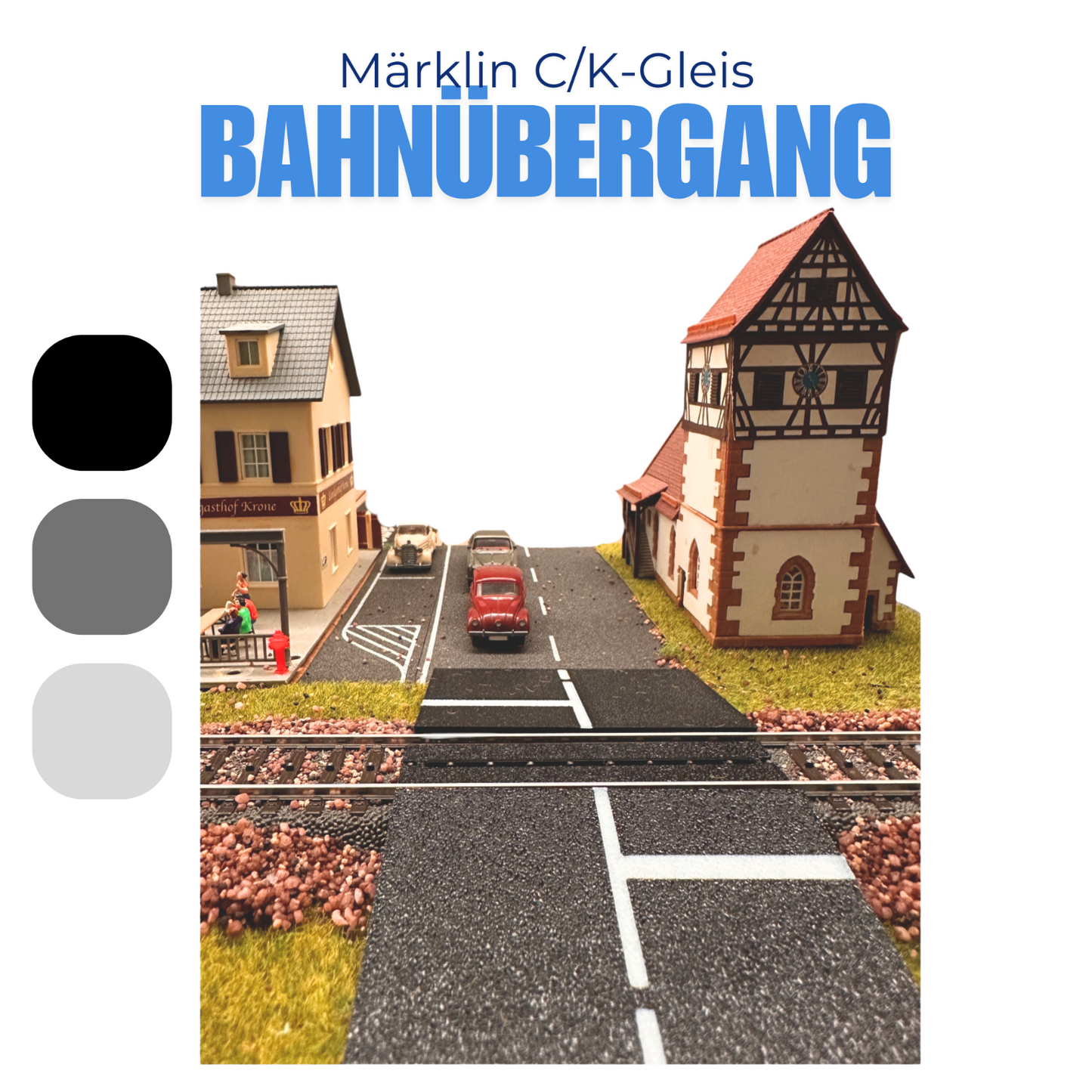 NEU - H0 Bahnübergang für Märklin C und M Gleise - Eingleisig oder Zweigleisig