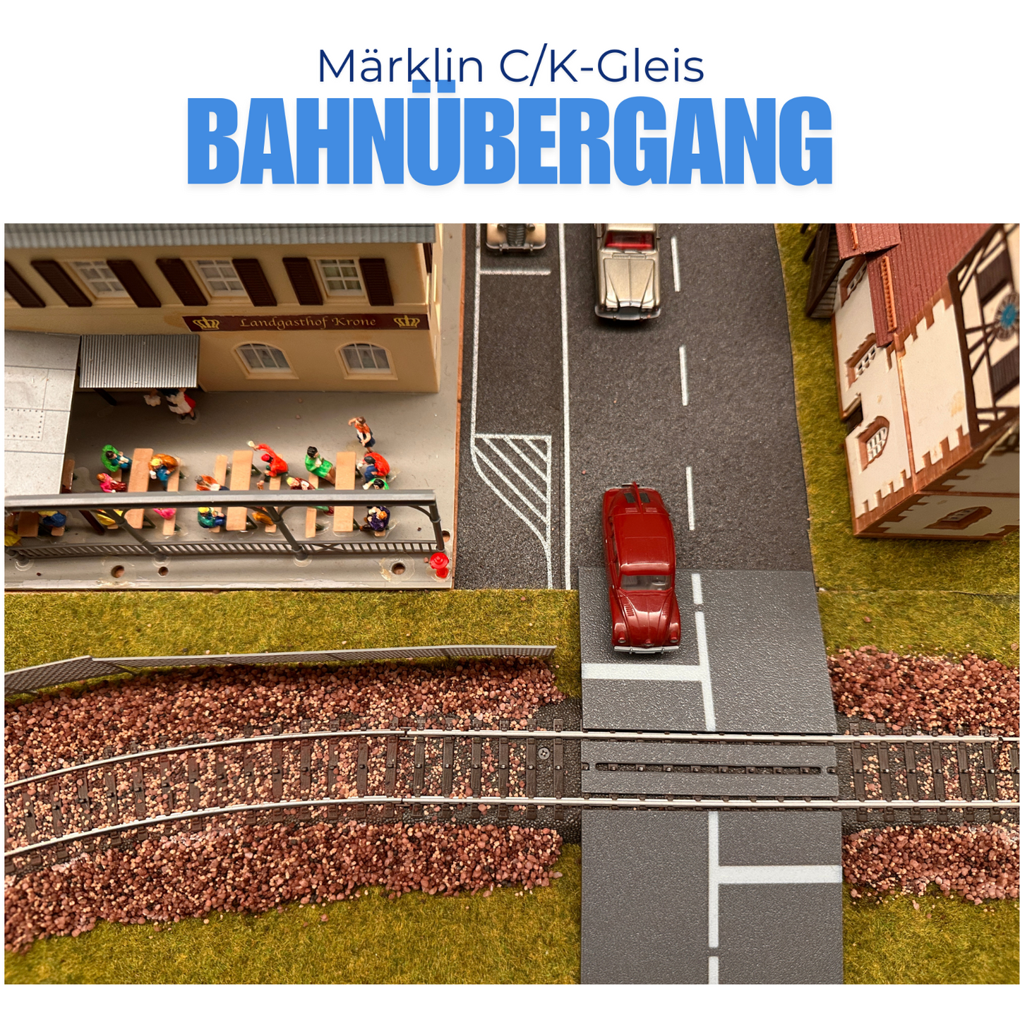 NEU - H0 Bahnübergang für Märklin C und M Gleise - Eingleisig oder Zweigleisig