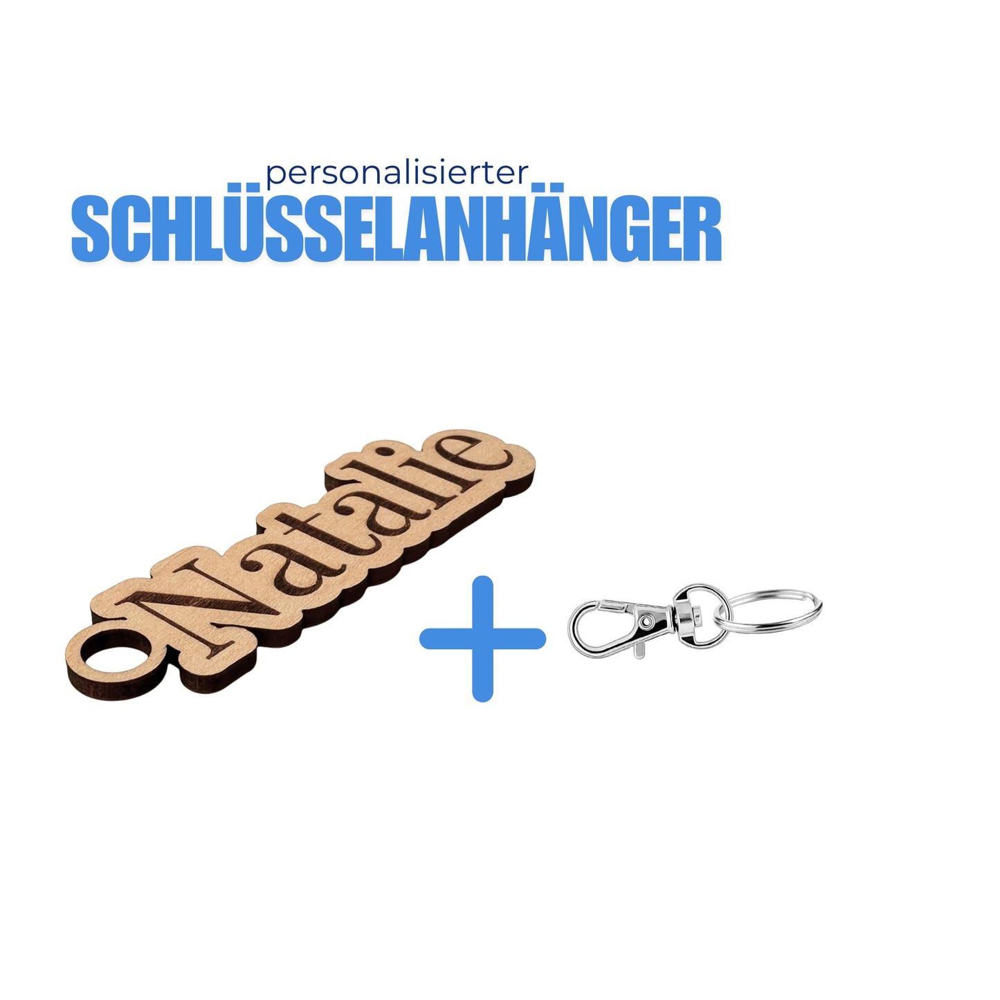 Personalisierter Schlüsselanhänger aus Holz - Namen nach Wunsch - Lasergravur - Geschenkidee