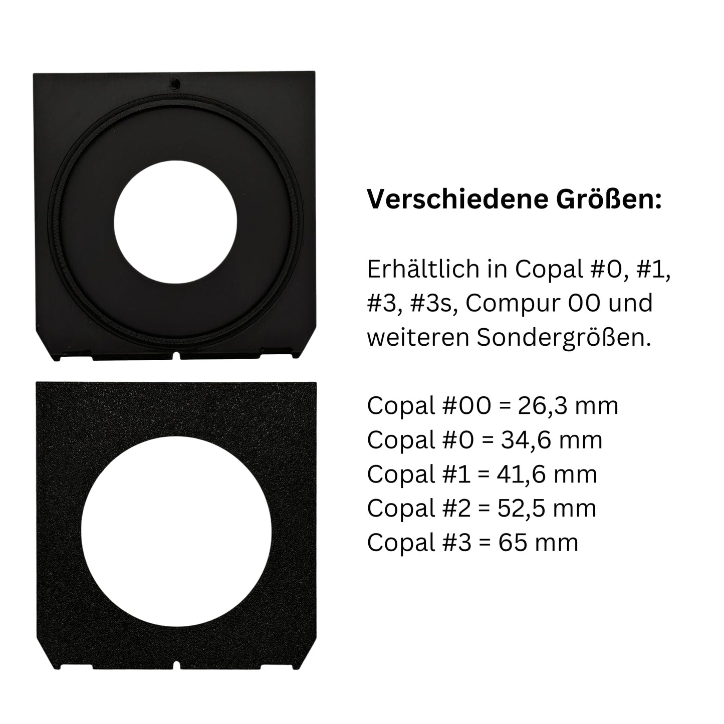 Großformat Objektivplatine für Linhof, Wista etc Compur Copal #00 #0 #1 #2 #3