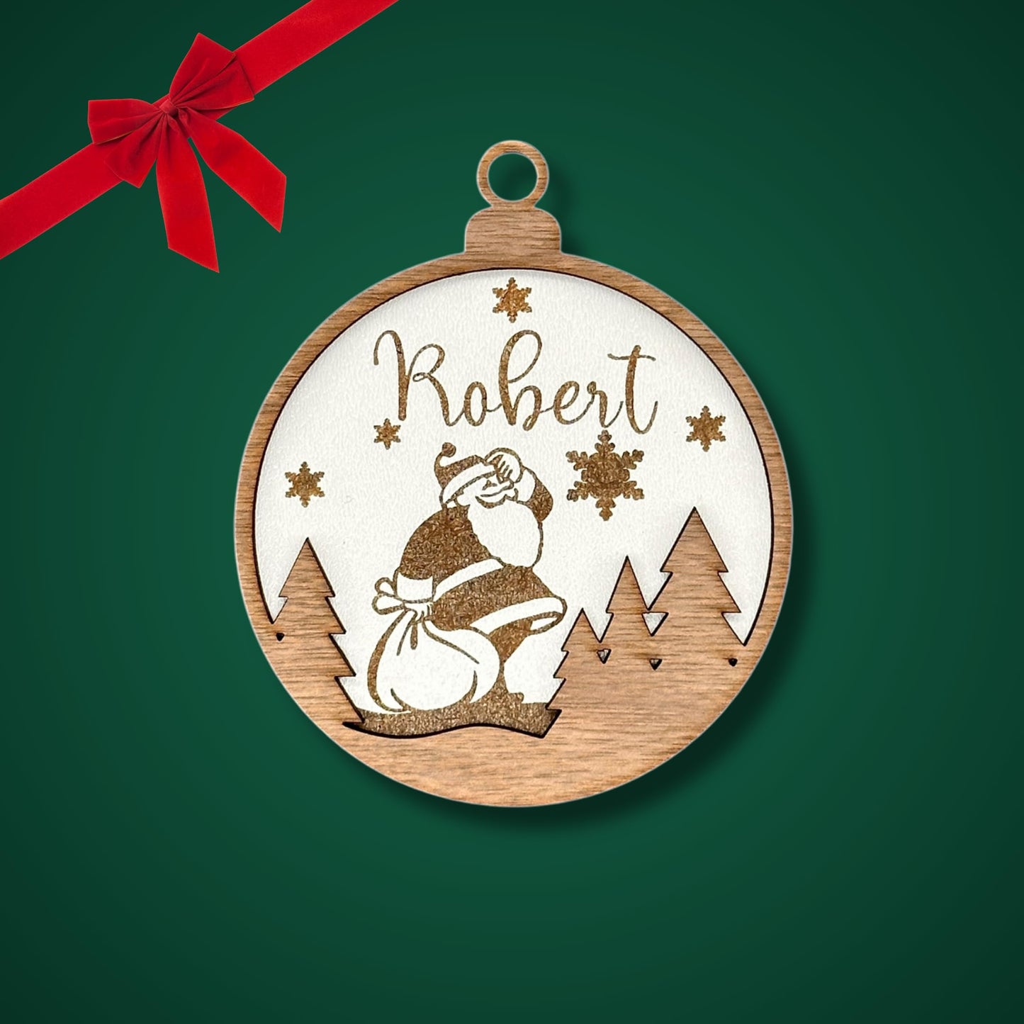 Happy Bumblebee - Personalisierter Weihnachtsbaum Anhänger – Wunschnamen und Motiveauswahl – Nachhaltiger Christbaumschmuck mit Wunschname