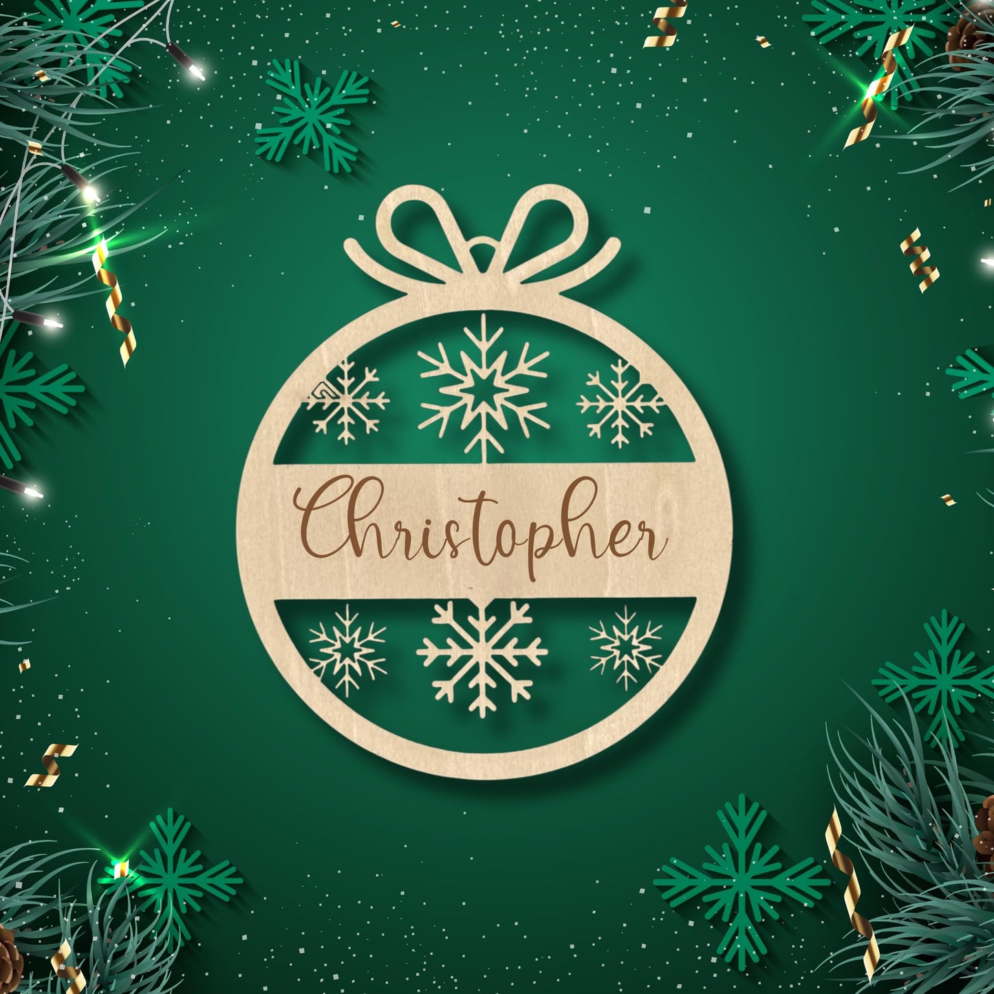 Happy Bumblebee - Personalisierter Weihnachtsbaum Anhänger – Wunschnamen und Motiveauswahl – Nachhaltiger Christbaumschmuck mit Wunschname