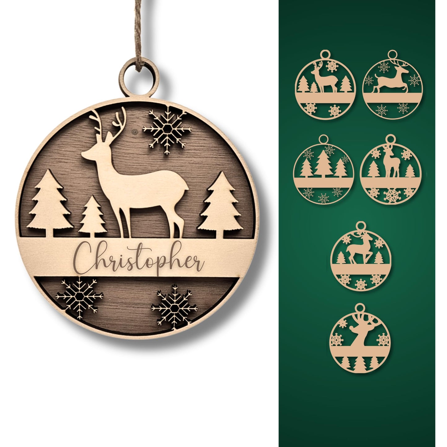 Happy Bumblebee - Personalisierter Weihnachtsbaum Anhänger – Wunschnamen und Motiveauswahl – Nachhaltiger Christbaumschmuck mit Wunschname