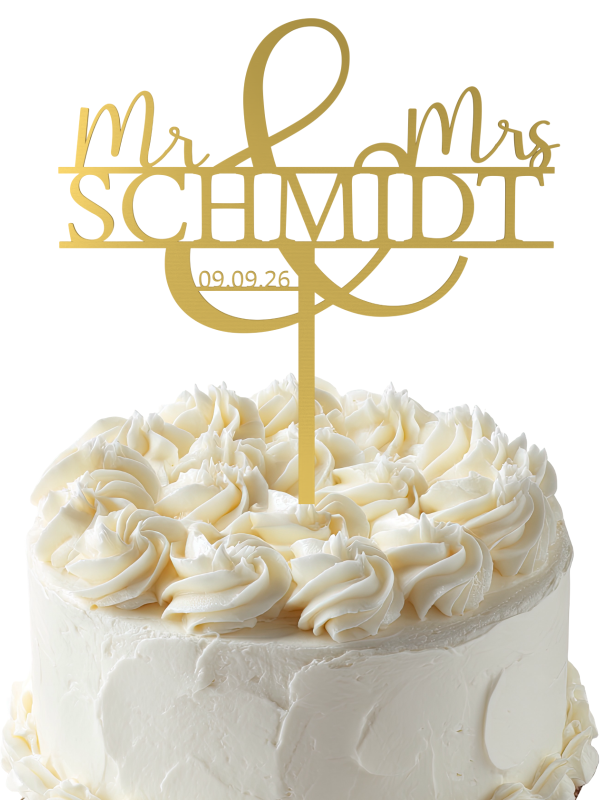 Hochzeit Cake Topper "Mr & Mrs mit Ornament-Und" Personalisiert - Happy Bumblebee