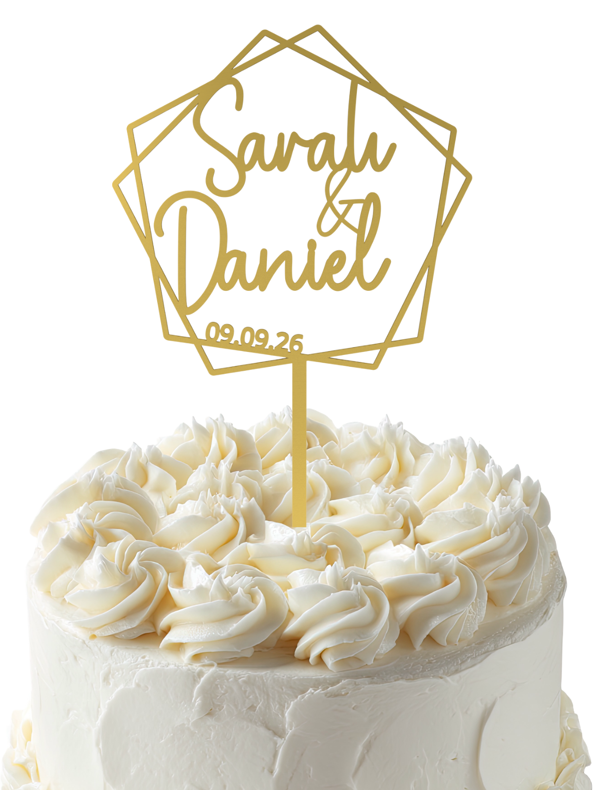 Hochzeit Cake Topper "Namen im Fünfeck" Personalisiert - Happy Bumblebee
