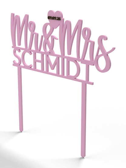 Hochzeit Cake Topper "Mr & Mrs mit Nachname" Personalisiert - Happy Bumblebee