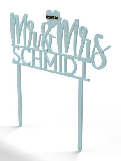 Hochzeit Cake Topper "Mr & Mrs mit Nachname" Personalisiert - Happy Bumblebee