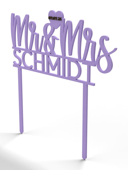 Hochzeit Cake Topper "Mr & Mrs mit Nachname" Personalisiert - Happy Bumblebee