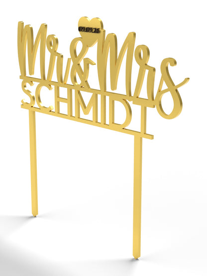 Hochzeit Cake Topper "Mr & Mrs mit Nachname" Personalisiert - Happy Bumblebee
