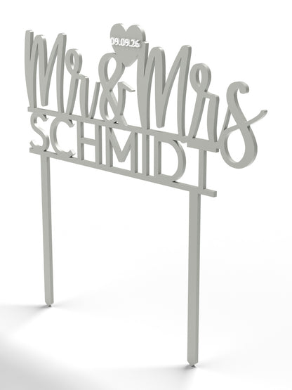 Hochzeit Cake Topper "Mr & Mrs mit Nachname" Personalisiert - Happy Bumblebee