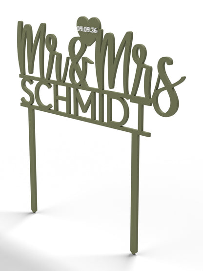 Hochzeit Cake Topper "Mr & Mrs mit Nachname" Personalisiert - Happy Bumblebee