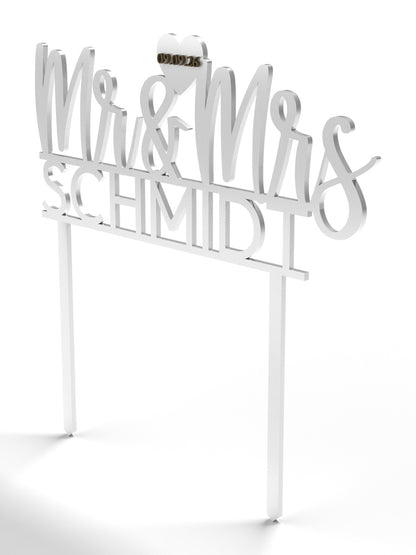 Hochzeit Cake Topper "Mr & Mrs mit Nachname" Personalisiert - Happy Bumblebee