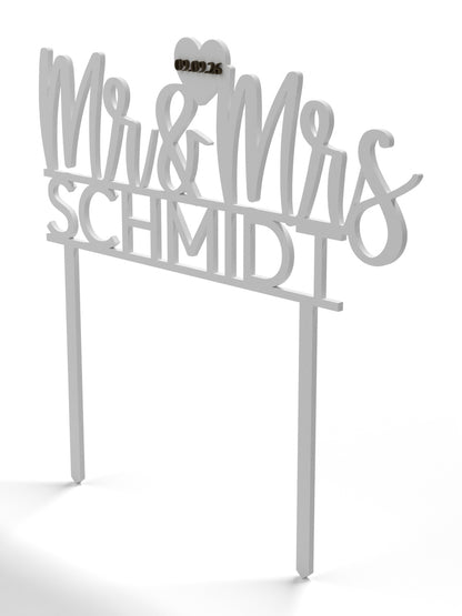 Hochzeit Cake Topper "Mr & Mrs mit Nachname" Personalisiert - Happy Bumblebee