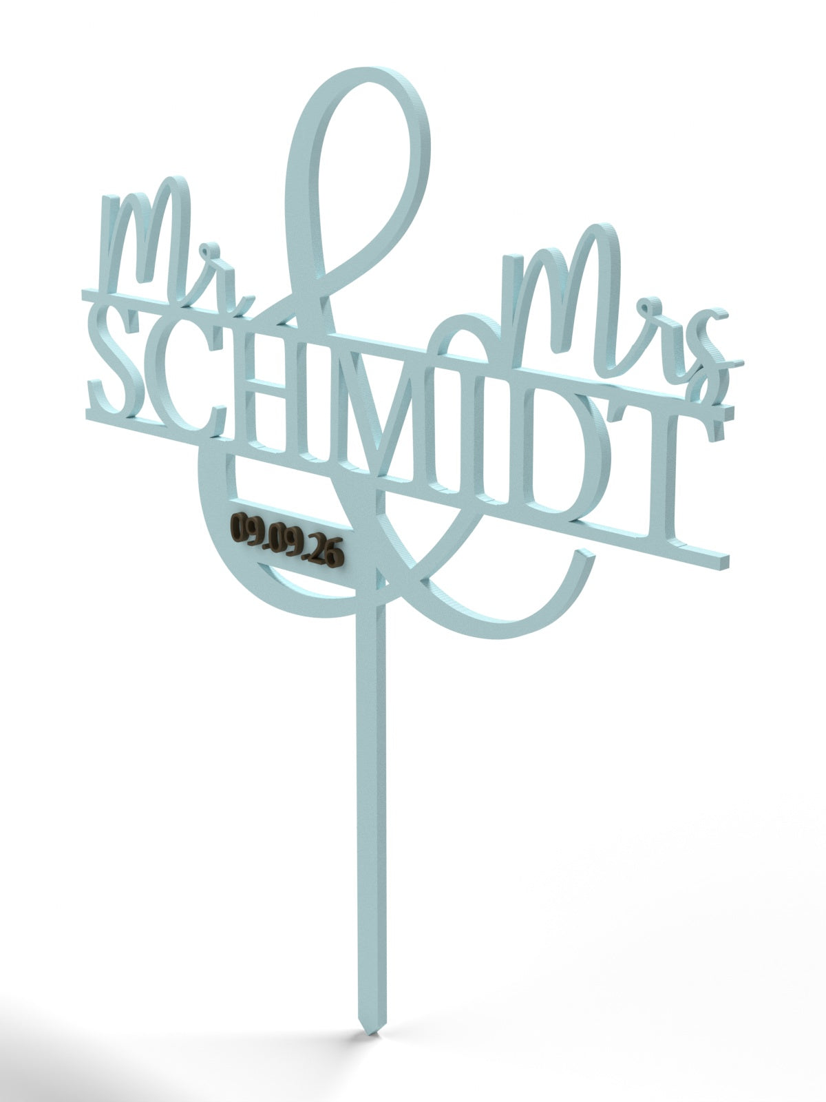 Hochzeit Cake Topper "Mr & Mrs mit Ornament-Und" Personalisiert - Happy Bumblebee