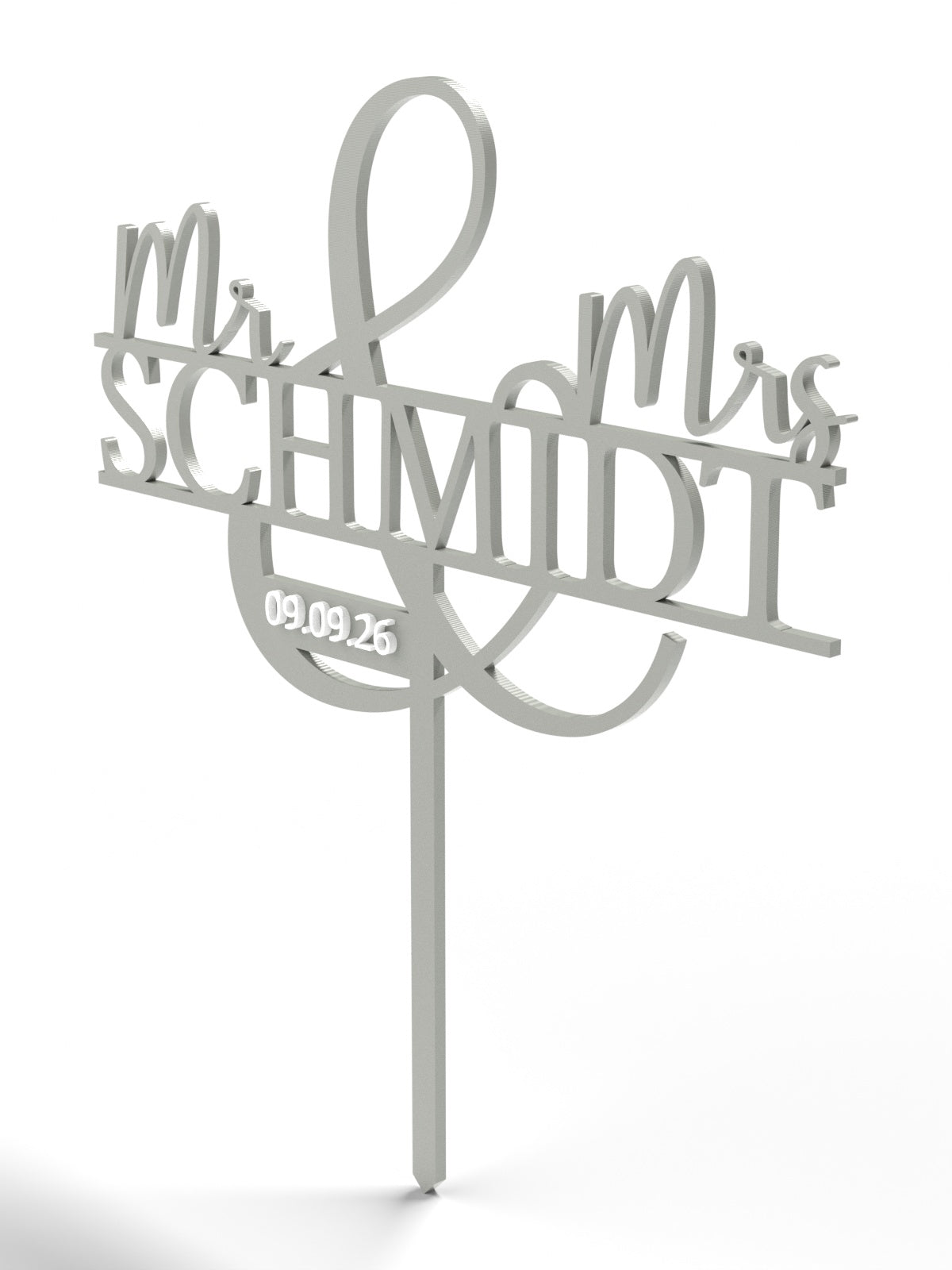 Hochzeit Cake Topper "Mr & Mrs mit Ornament-Und" Personalisiert - Happy Bumblebee
