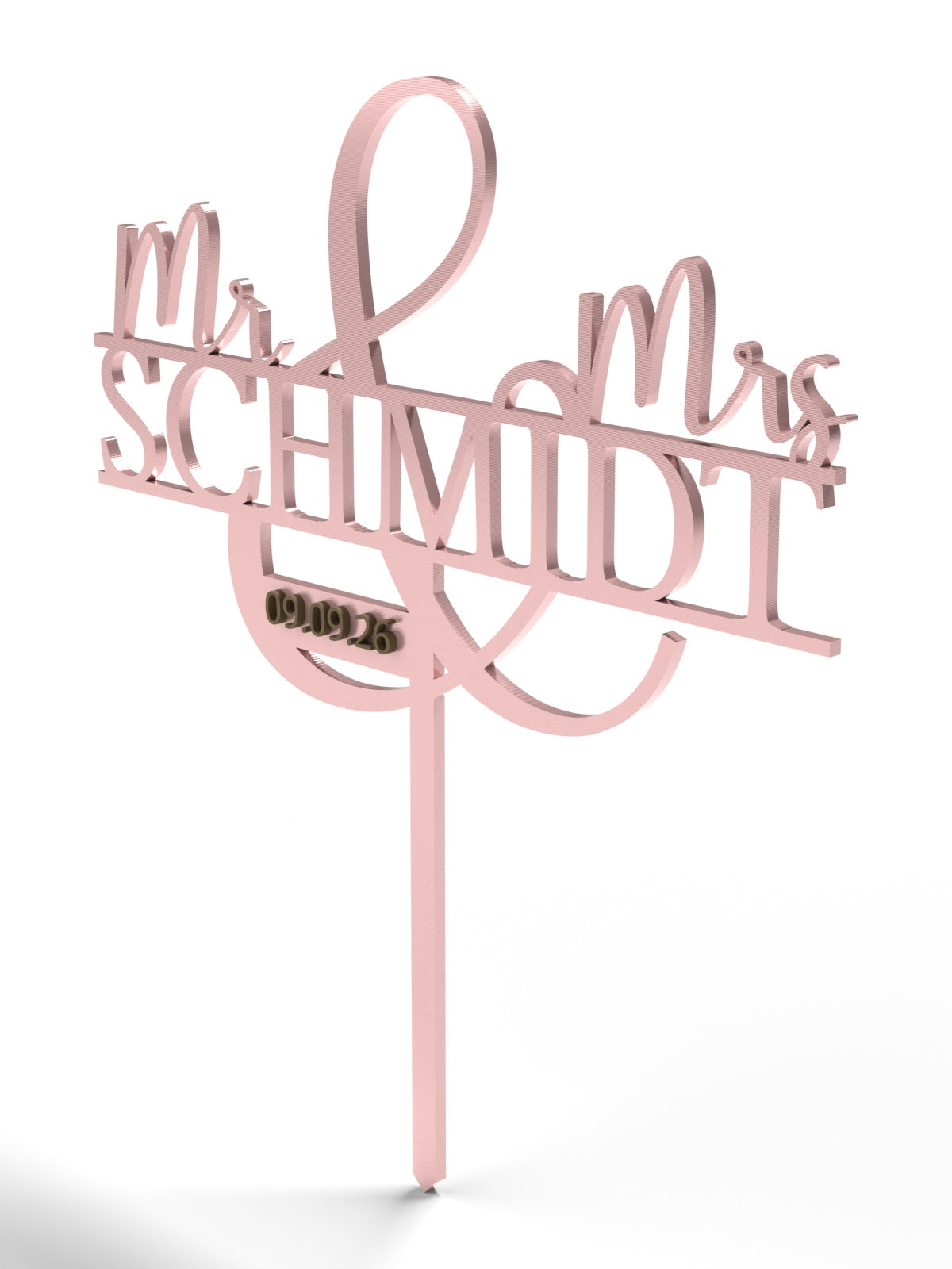 Hochzeit Cake Topper "Mr & Mrs mit Ornament-Und" Personalisiert - Happy Bumblebee