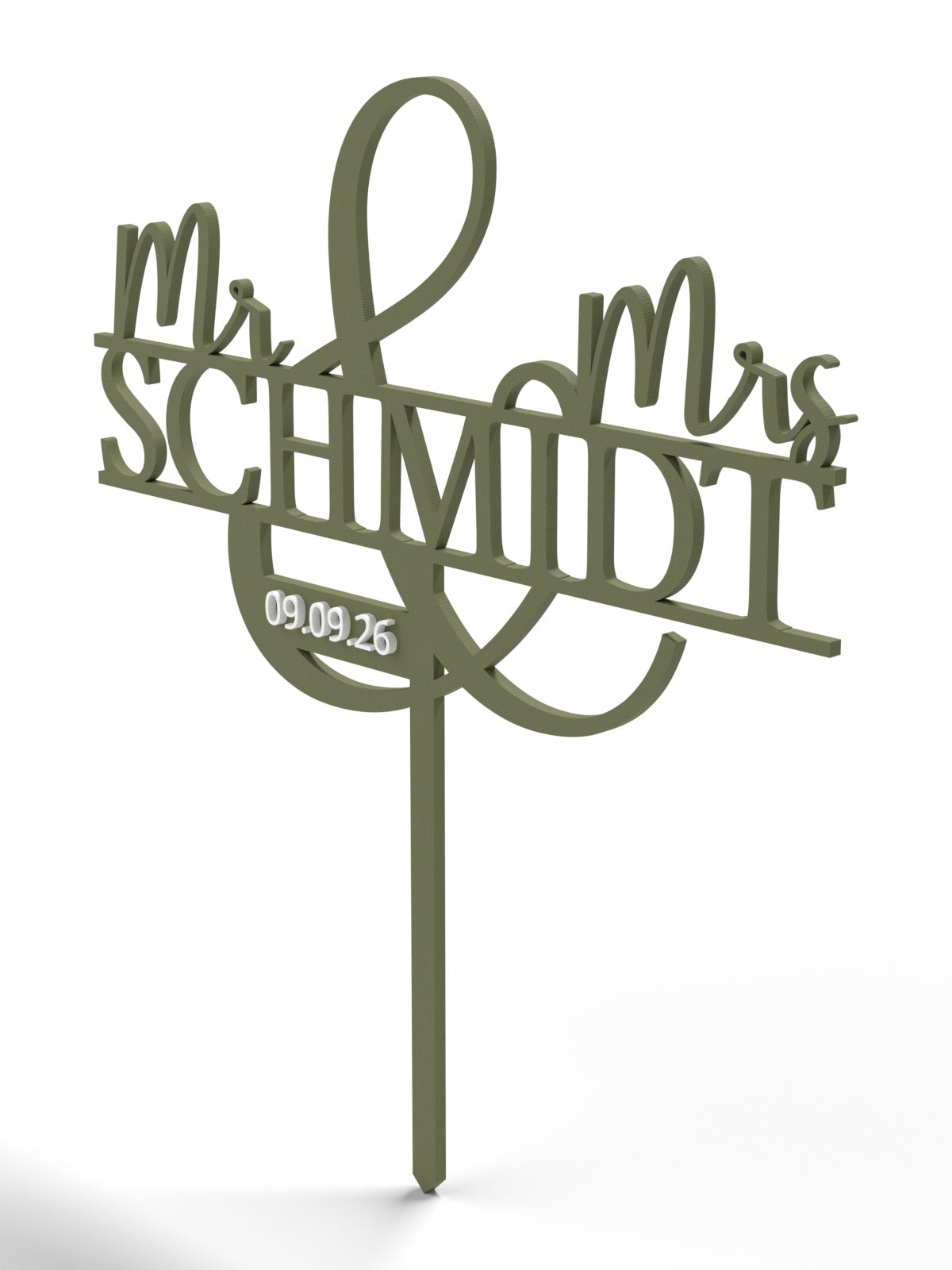 Hochzeit Cake Topper "Mr & Mrs mit Ornament-Und" Personalisiert - Happy Bumblebee