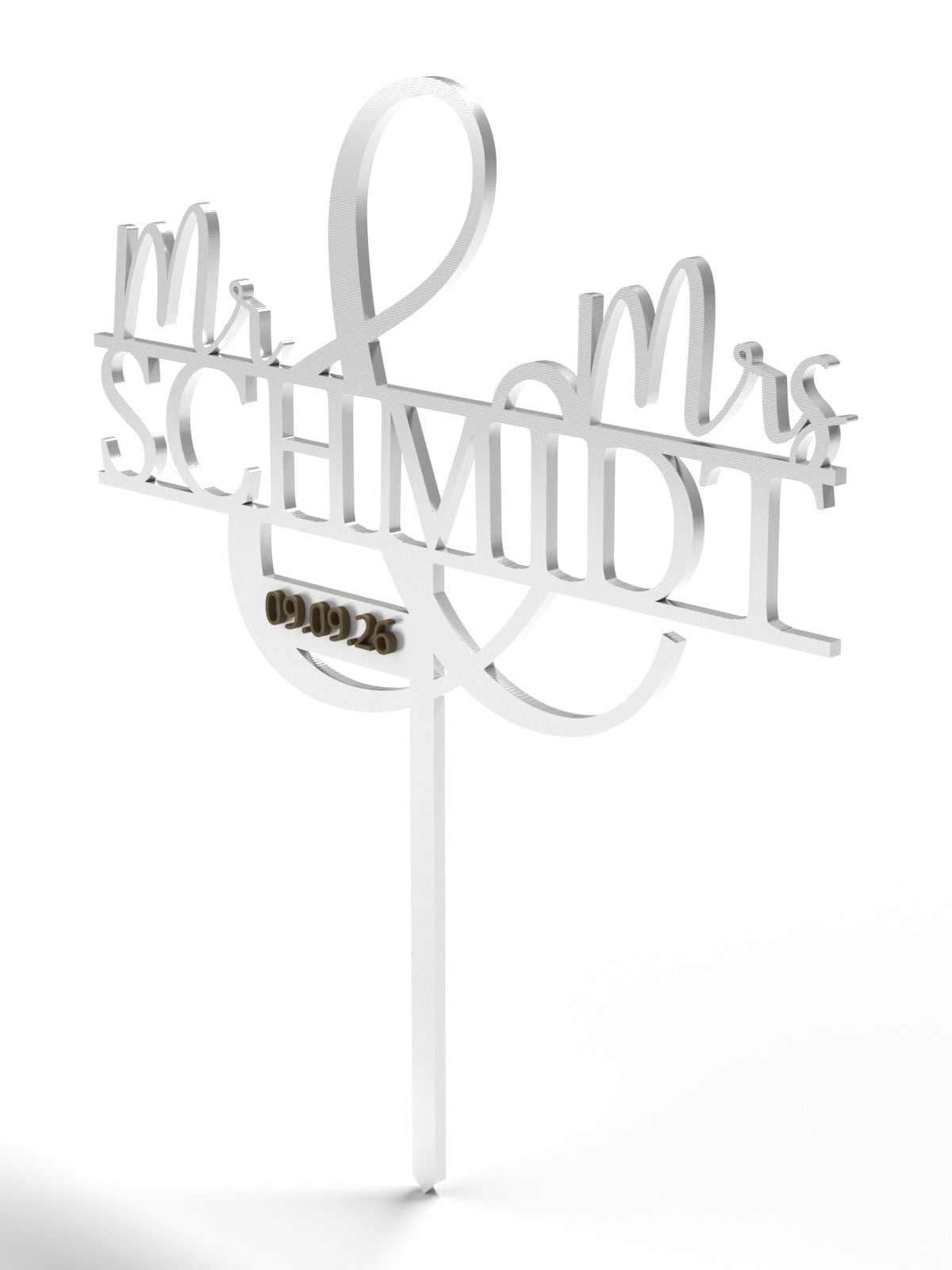 Hochzeit Cake Topper "Mr & Mrs mit Ornament-Und" Personalisiert - Happy Bumblebee