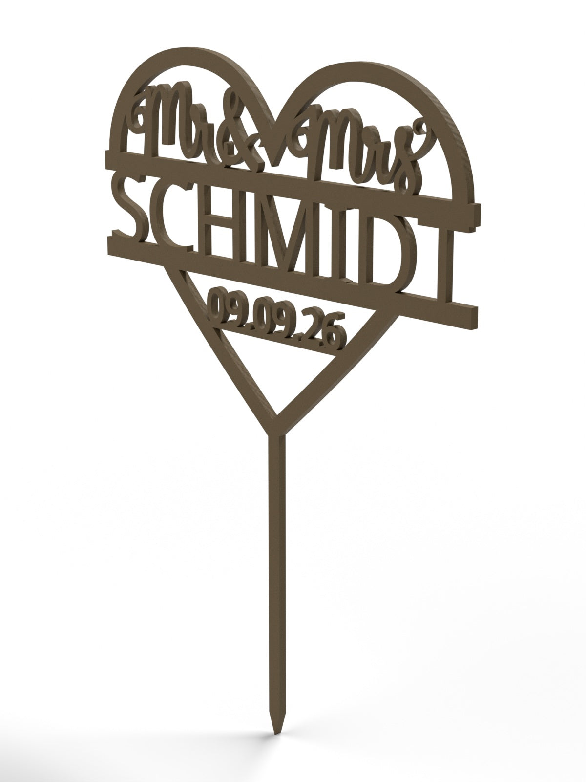 Hochzeit Cake Topper "Mr & Mrs im Herz" Personalisiert - Happy Bumblebee