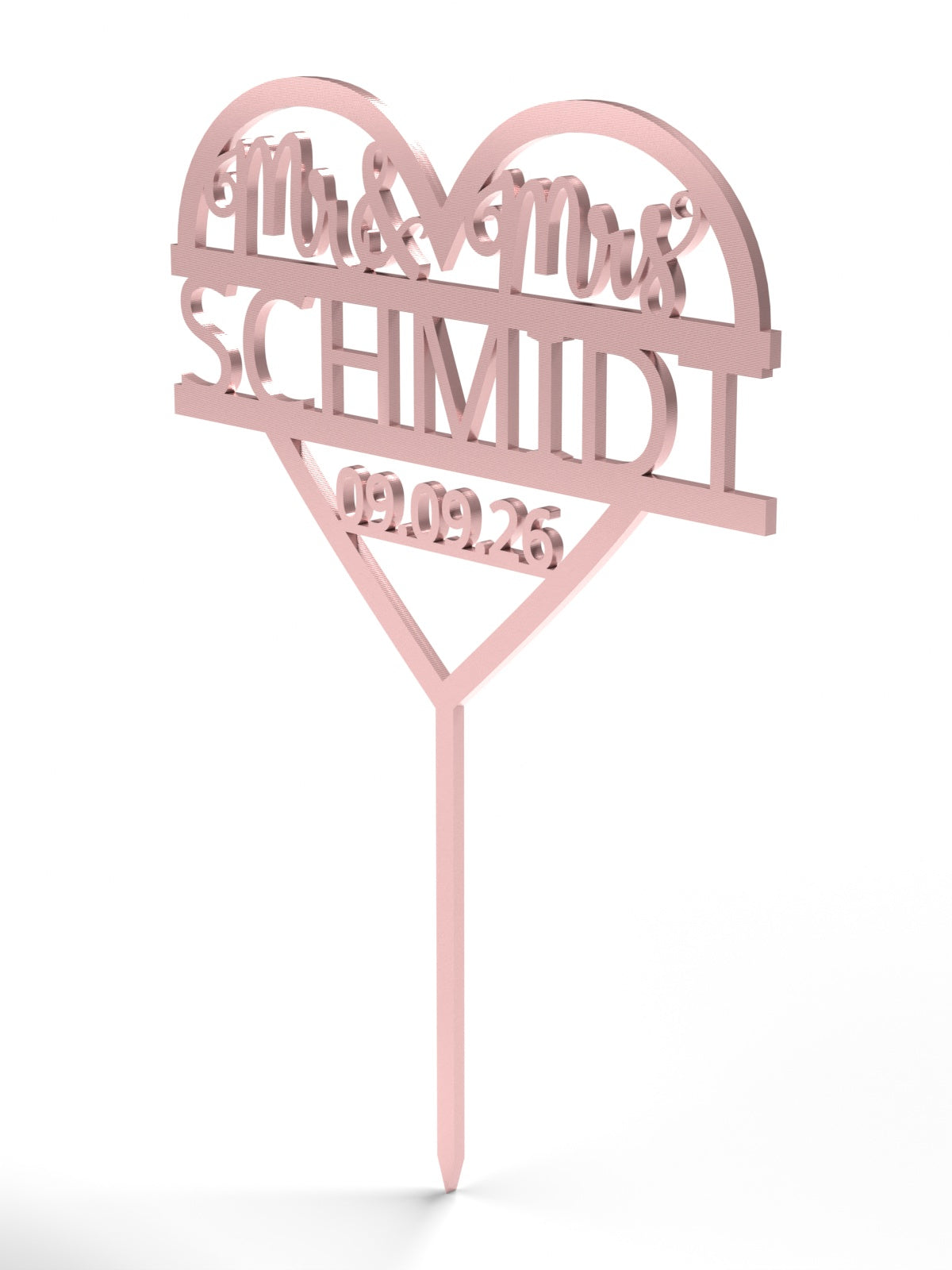 Hochzeit Cake Topper "Mr & Mrs im Herz" Personalisiert - Happy Bumblebee