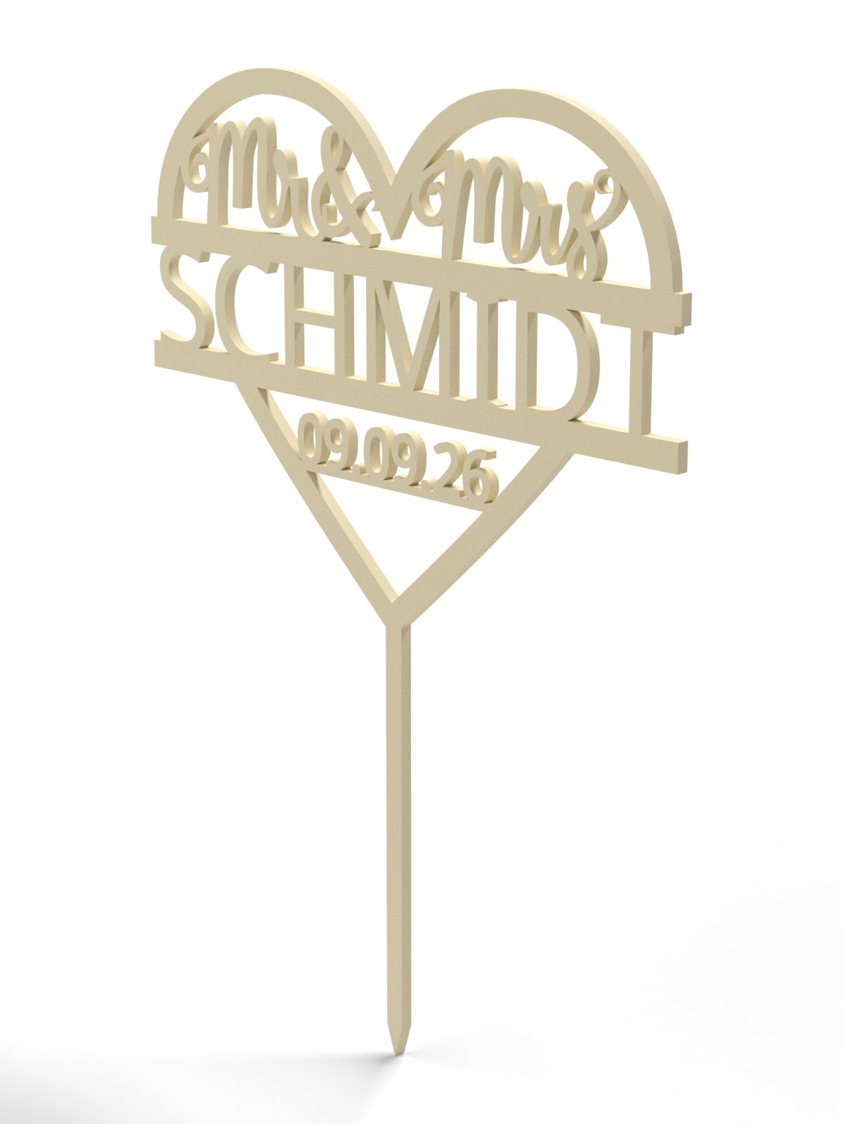 Hochzeit Cake Topper "Mr & Mrs im Herz" Personalisiert - Happy Bumblebee