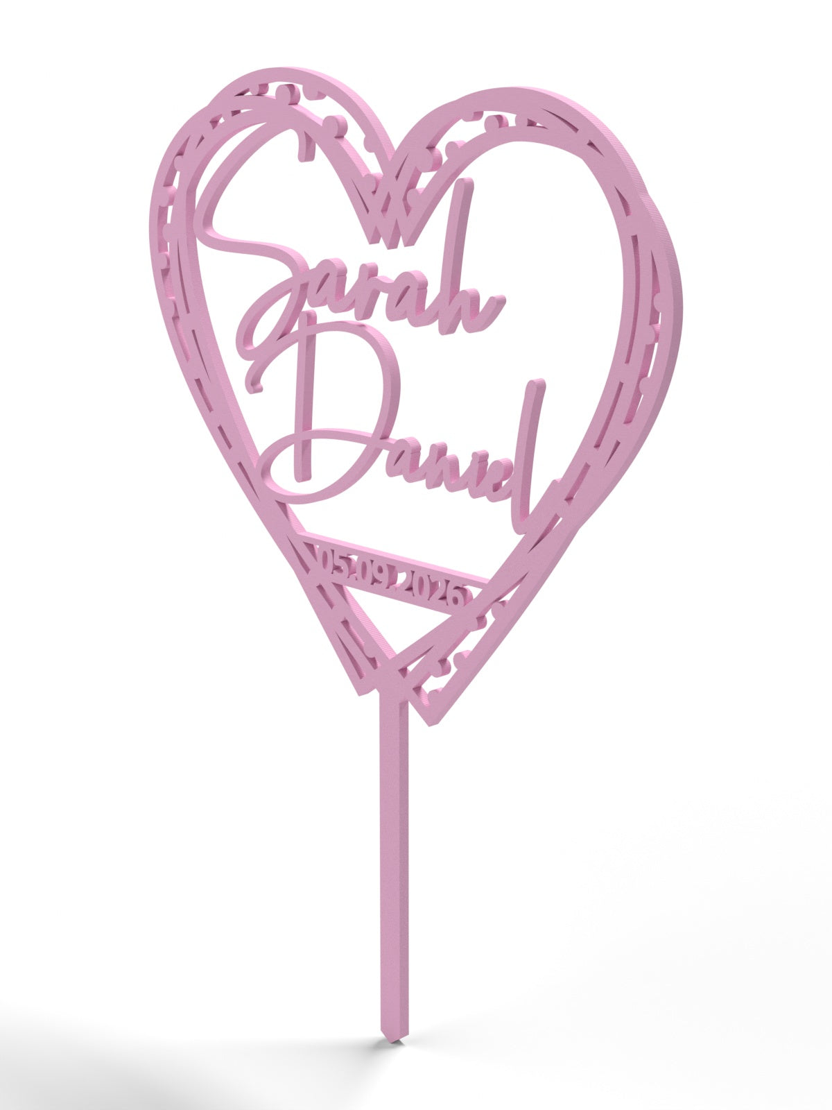 Hochzeit Cake Topper "Herz gestrichelt" Personalisiert - Happy Bumblebee