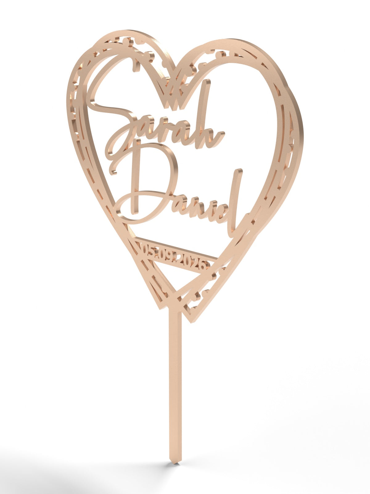 Hochzeit Cake Topper "Herz gestrichelt" Personalisiert - Happy Bumblebee