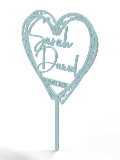 Hochzeit Cake Topper "Herz gestrichelt" Personalisiert - Happy Bumblebee