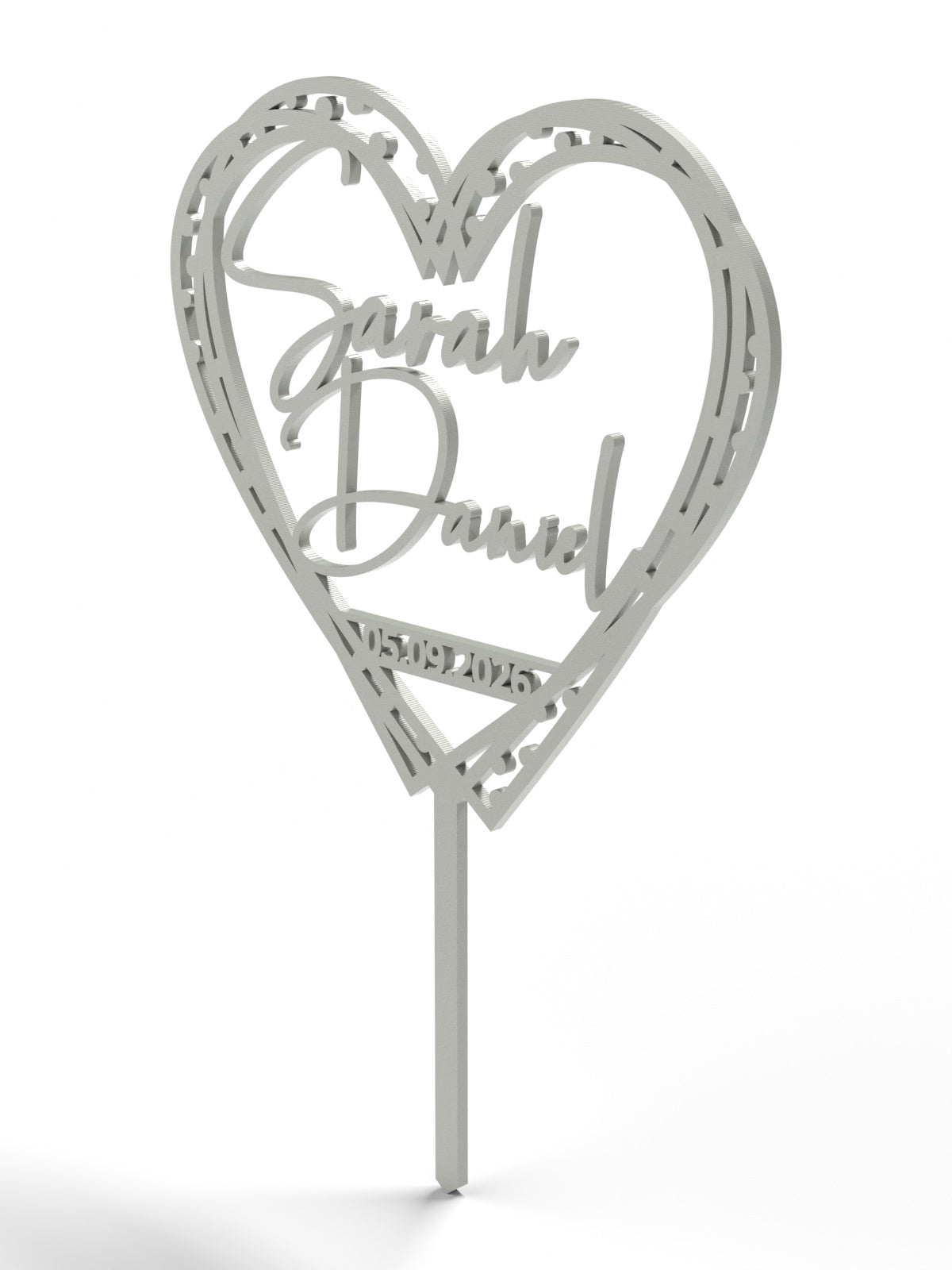 Hochzeit Cake Topper "Herz gestrichelt" Personalisiert - Happy Bumblebee