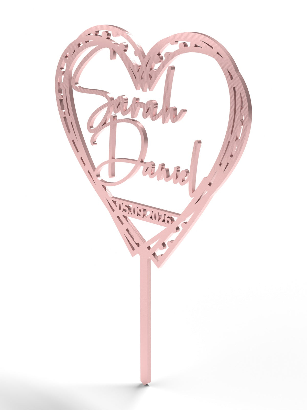 Hochzeit Cake Topper "Herz gestrichelt" Personalisiert - Happy Bumblebee