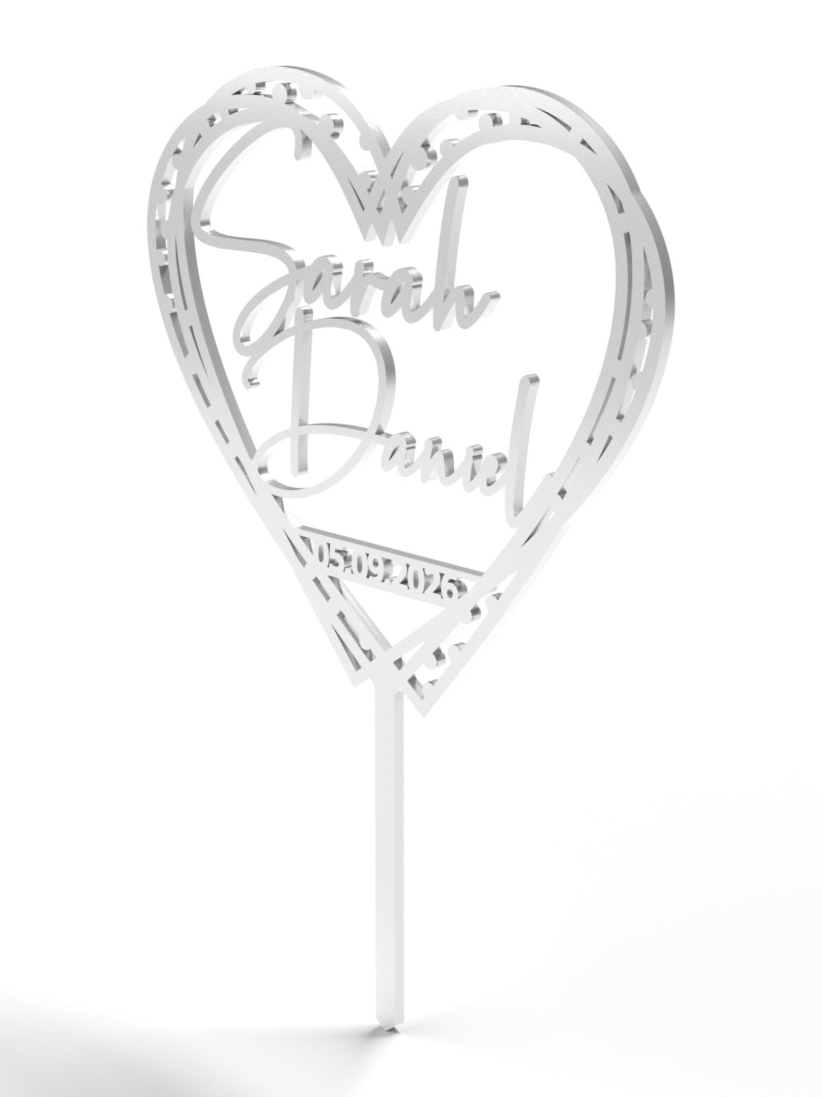 Hochzeit Cake Topper "Herz gestrichelt" Personalisiert - Happy Bumblebee