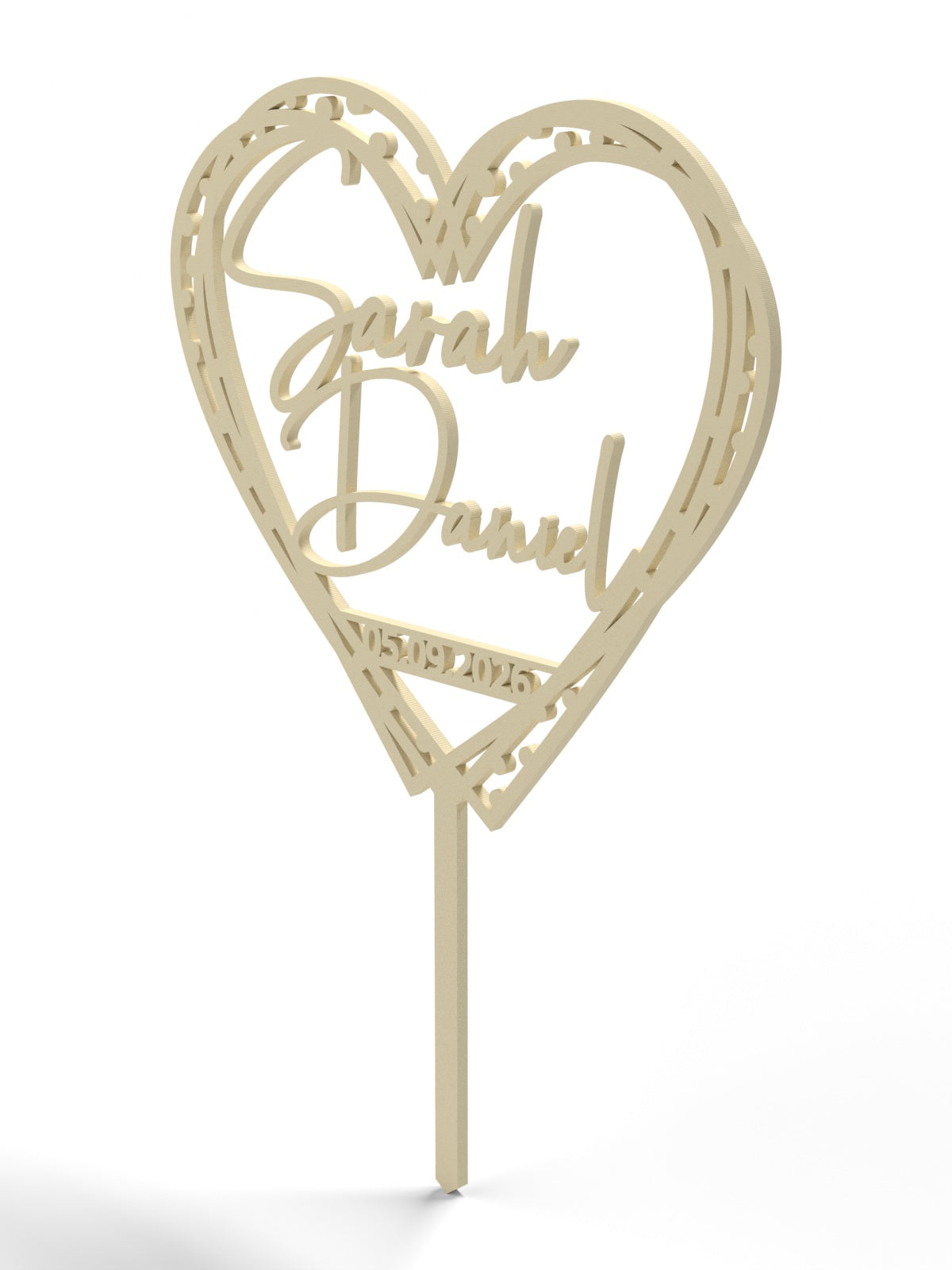 Hochzeit Cake Topper "Herz gestrichelt" Personalisiert - Happy Bumblebee