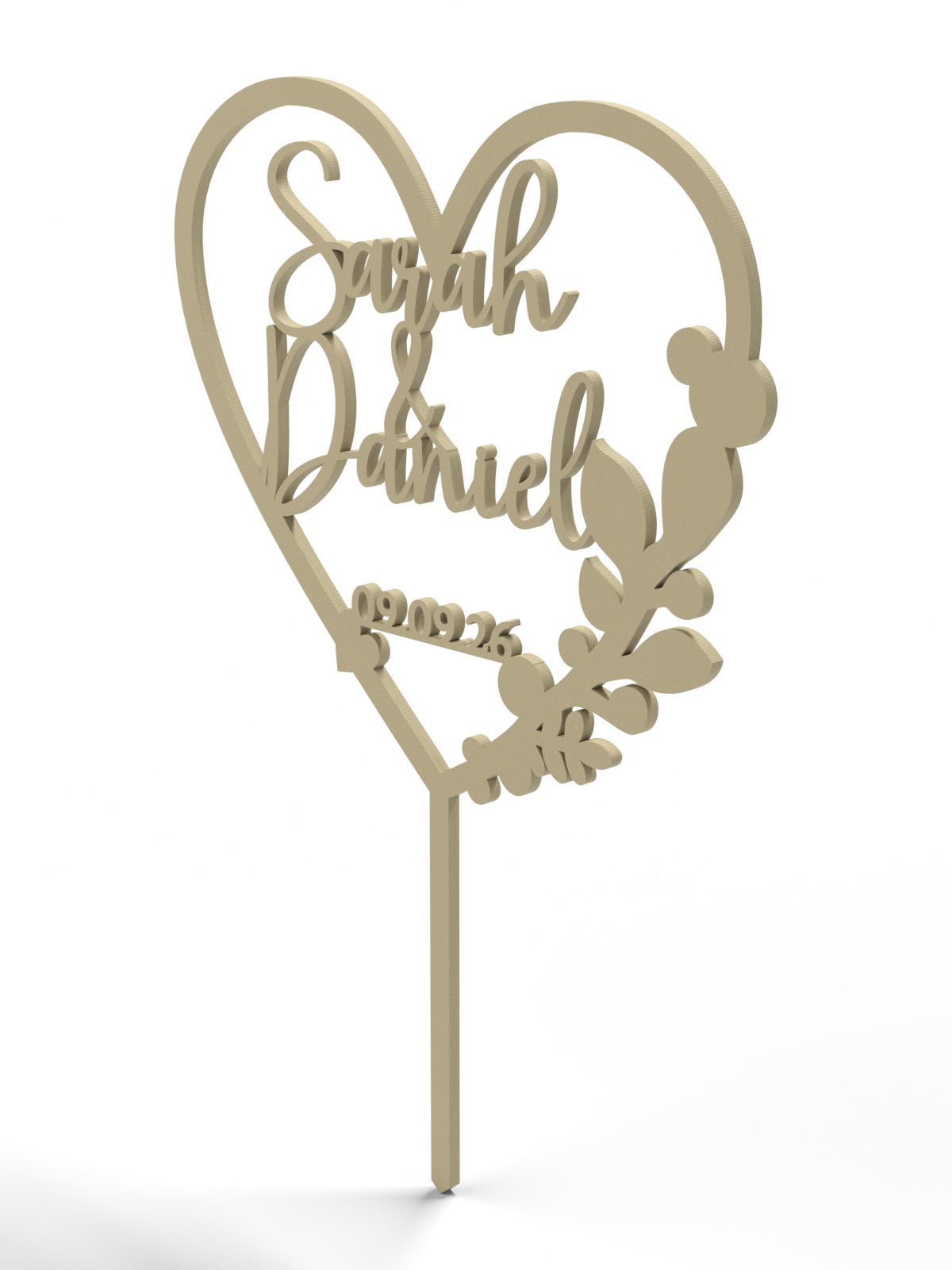 Hochzeit Cake Topper "Herz mit Eukalyptus" Personalisiert - Happy Bumblebee