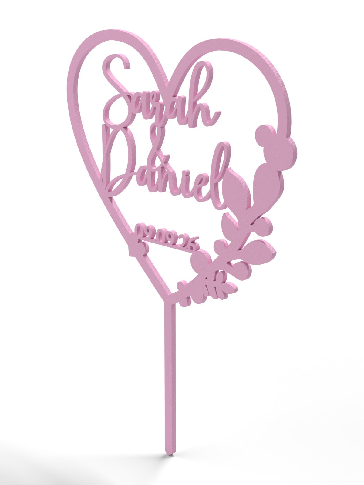 Hochzeit Cake Topper "Herz mit Eukalyptus" Personalisiert - Happy Bumblebee