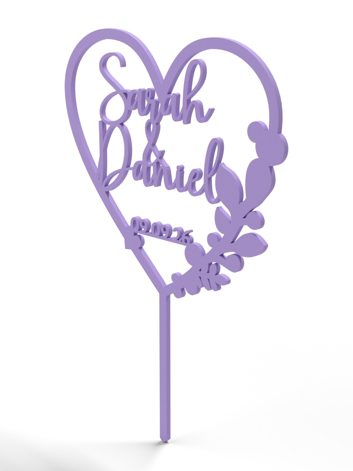 Hochzeit Cake Topper "Herz mit Eukalyptus" Personalisiert - Happy Bumblebee