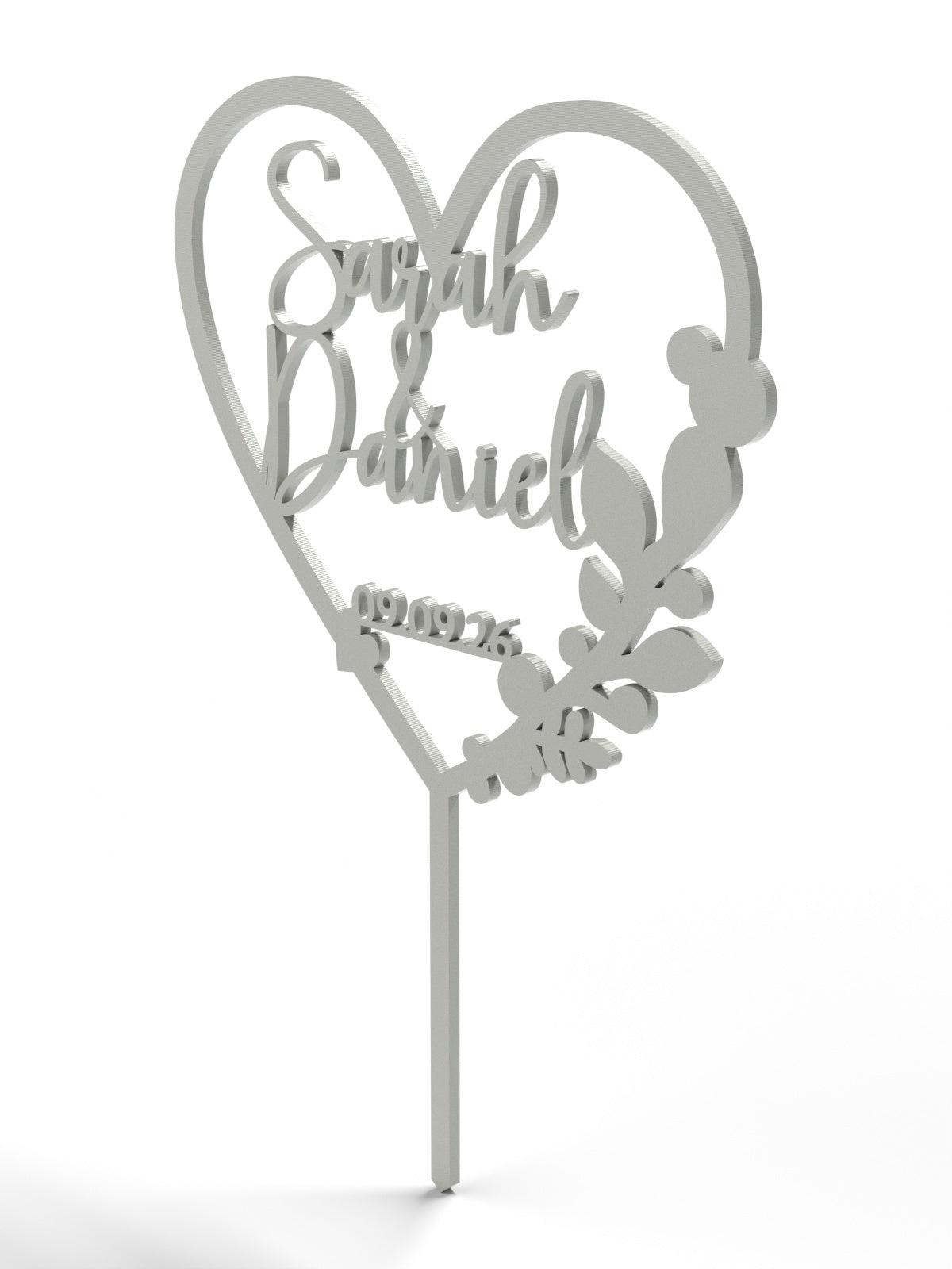 Hochzeit Cake Topper "Herz mit Eukalyptus" Personalisiert - Happy Bumblebee