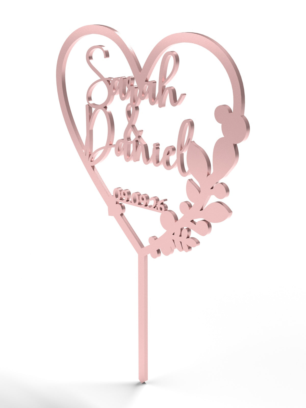 Hochzeit Cake Topper "Herz mit Eukalyptus" Personalisiert - Happy Bumblebee