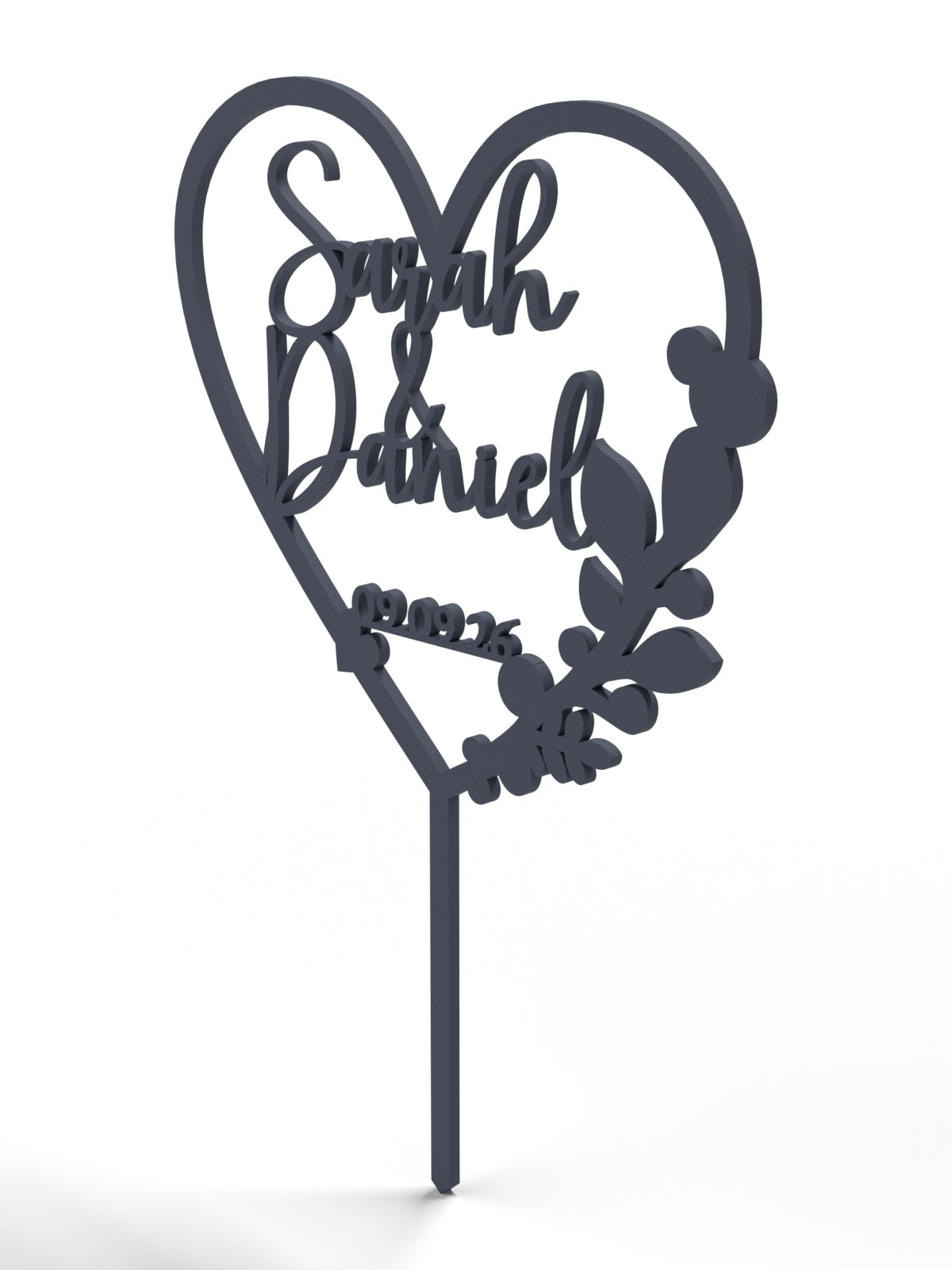 Hochzeit Cake Topper "Herz mit Eukalyptus" Personalisiert - Happy Bumblebee