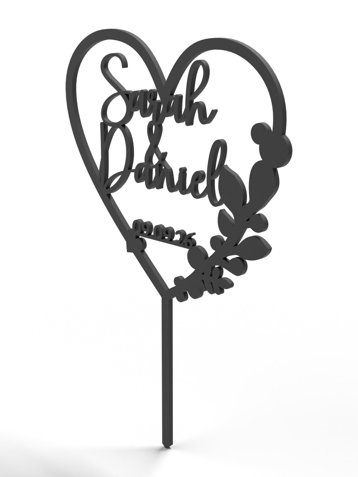Hochzeit Cake Topper "Herz mit Eukalyptus" Personalisiert - Happy Bumblebee