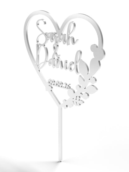 Hochzeit Cake Topper "Herz mit Eukalyptus" Personalisiert - Happy Bumblebee