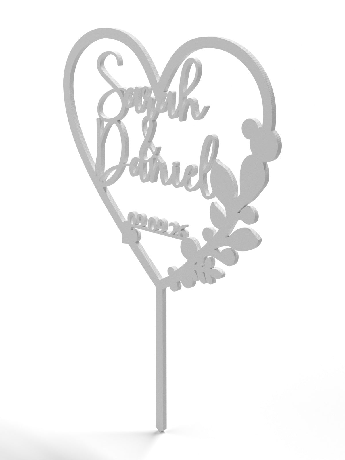 Hochzeit Cake Topper "Herz mit Eukalyptus" Personalisiert - Happy Bumblebee
