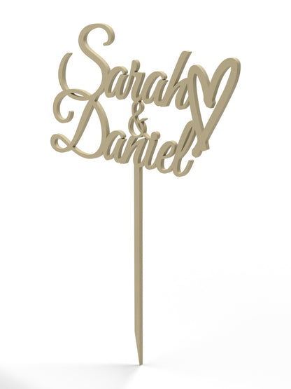 Hochzeit Cake Topper "Namen mit Herz" Personalisiert - Happy Bumblebee