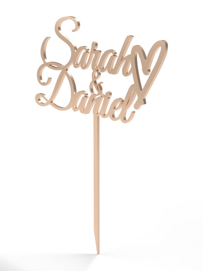 Hochzeit Cake Topper "Namen mit Herz" Personalisiert - Happy Bumblebee