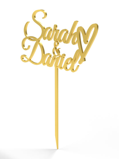 Hochzeit Cake Topper "Namen mit Herz" Personalisiert - Happy Bumblebee