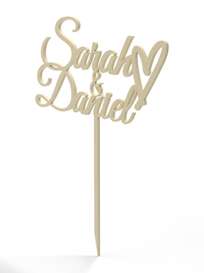 Hochzeit Cake Topper "Namen mit Herz" Personalisiert - Happy Bumblebee