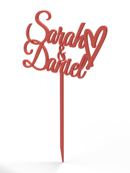 Hochzeit Cake Topper "Namen mit Herz" Personalisiert - Happy Bumblebee